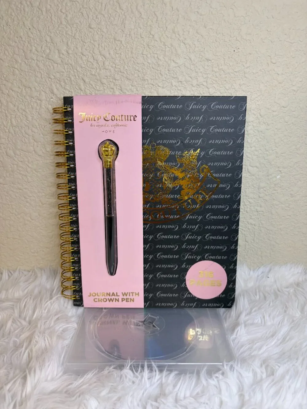 Juicy Couture Large Journal Crown Pen Black Gold 316 Pages NWT